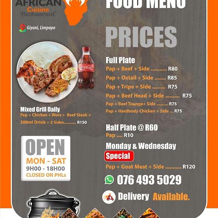 Bed and Breakfast African Cuisine Restaurant Giyani Exterior foto